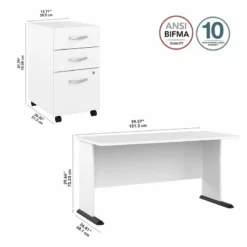 Studio A 60W Computer Desk With Drawers In Storm Gray - Engineered Wood -CYMAX Sales 2467482 7 L