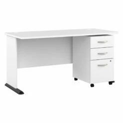 Studio A 60W Computer Desk With Drawers In Storm Gray - Engineered Wood