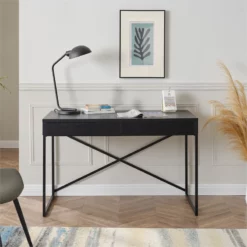 Henn&Hart 47" Black Grain Metal Home Office -CYMAX Sales 2468205 3 L