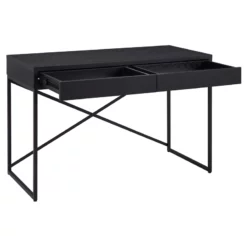 Henn&Hart 47" Black Grain Metal Home Office -CYMAX Sales 2468205 7 L