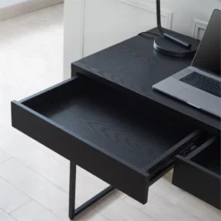 Henn&Hart 47" Black Grain Metal Home Office -CYMAX Sales 2468205 8 L