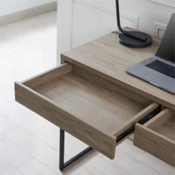 Henn&Hart 47" Antiqued Gray Oak Metal Home Office -CYMAX Sales 2468206 11 L