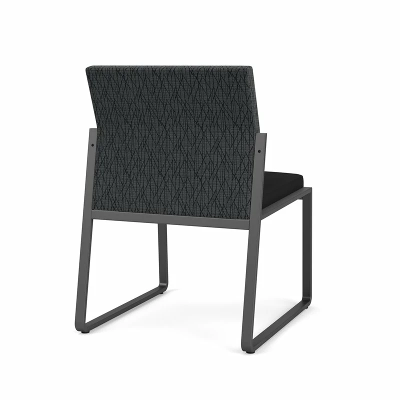 Lesro Gansett Modern Fabric Armless Guest Chair In Charcoal/Open House Cobalt 8 Lesro Gansett Modern Fabric Armless Guest Chair In Charcoal/Open House Cobalt - Image 6