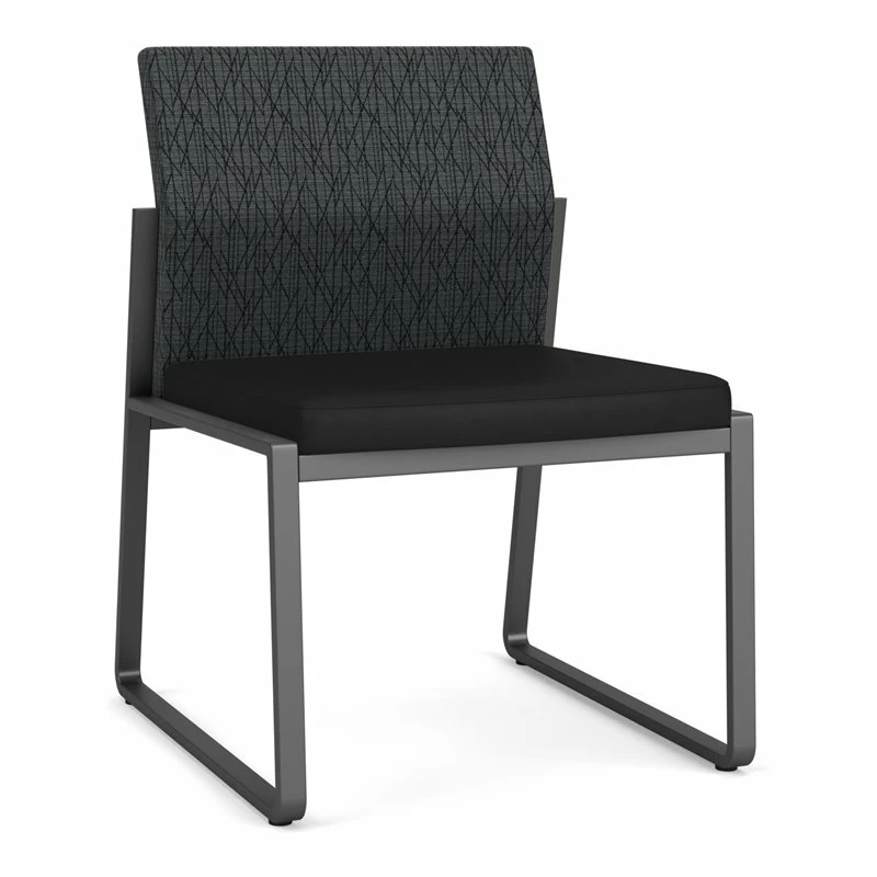 Lesro Gansett Modern Fabric Armless Guest Chair In Charcoal/Open House Cobalt 6 Lesro Gansett Modern Fabric Armless Guest Chair In Charcoal/Open House Cobalt - Image 4