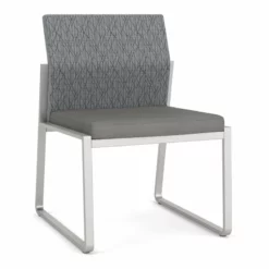 Lesro Gansett Modern Fabric Armless Guest Chair In Silver/Open House Navy -CYMAX Sales 2473067 L 1