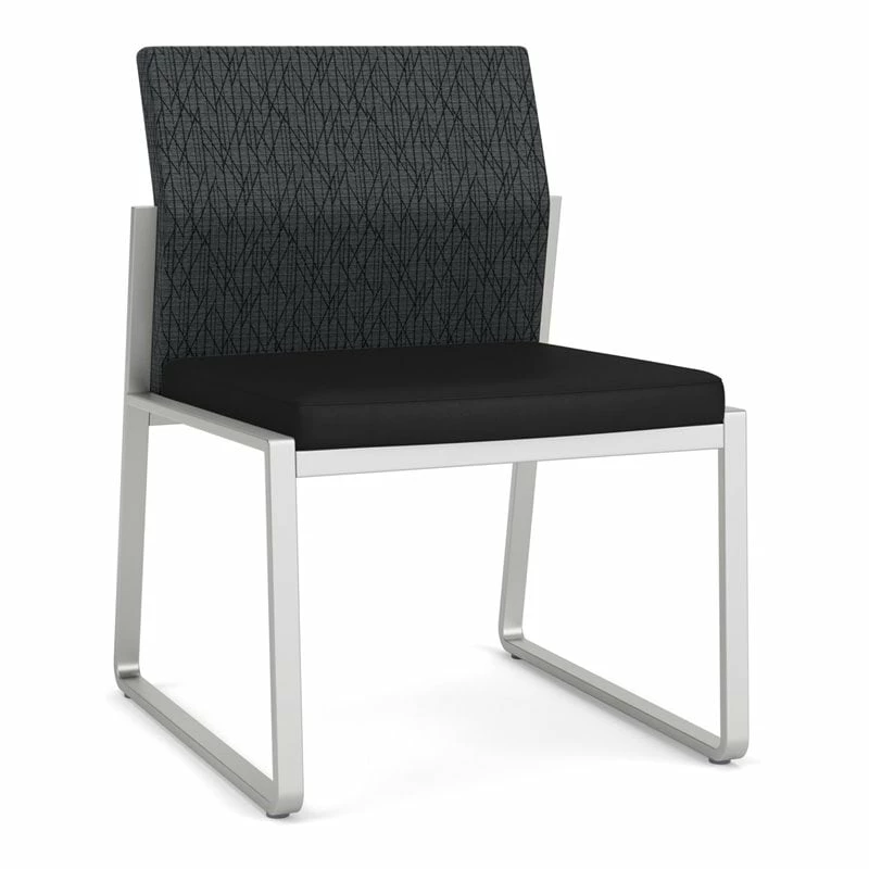 Lesro Gansett Armless Guest Chair In Silver/Adler Gray Flannel/Castillo Metal 6 Lesro Gansett Armless Guest Chair In Silver/Adler Gray Flannel/Castillo Metal - Image 4