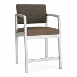 Lesro Lenox Steel Fabric Hip Chair In Silver/Adler Nocturnal/Castillo Black