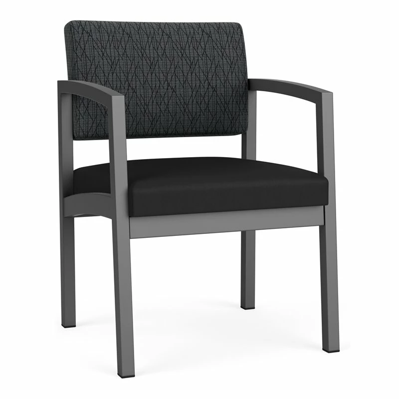 Lesro Lenox Steel Modern Polyurethane Guest Chair In Charcoal/Castillo Batik 6 Lesro Lenox Steel Modern Polyurethane Guest Chair In Charcoal/Castillo Batik - Image 4