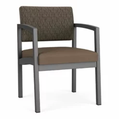 Lesro Lenox Steel Modern Fabric Guest Chair In Charcoal/Open House Cobalt