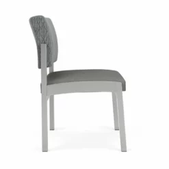 Lesro Lenox Steel Fabric Armless Guest Chair In Silver/Adler Peppercorn -CYMAX Sales 2473340 1 L