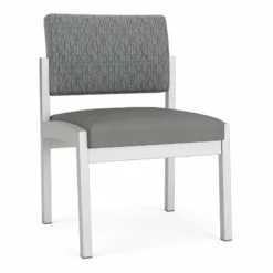 Lesro Lenox Steel Fabric Armless Guest Chair In Silver/Adler Peppercorn -CYMAX Sales 2473340 L