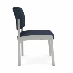 Lesro Lenox Steel Fabric Armless Guest Chair In Silver/Adler Peppercorn -CYMAX Sales 2473341 1 L