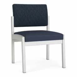 Lesro Lenox Steel Fabric Armless Guest Chair In Silver/Adler Peppercorn -CYMAX Sales 2473341 L