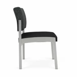 Lesro Lenox Steel Fabric Armless Guest Chair In Silver/Adler Peppercorn -CYMAX Sales 2473342 1 L