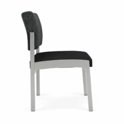 Lesro Lenox Steel Armless Guest Chair - Silver/Adler Gray Flannel/Castillo Metal -CYMAX Sales 2473342 1 L 4
