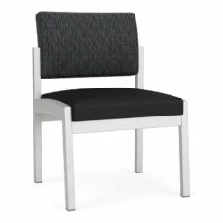 Lesro Lenox Steel Fabric Armless Guest Chair In Silver/Adler Peppercorn -CYMAX Sales 2473342 L