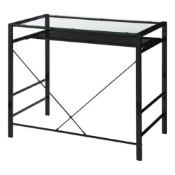 Zephyr Computer Desk With Clear Tempered Glass Top And Black Metal Frame 11 Zephyr Computer Desk With Clear Tempered Glass Top And Black Metal Frame -CYMAX Sales 2474421 2 L