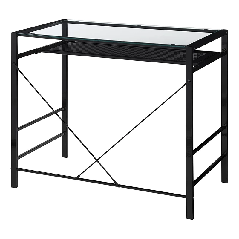 Zephyr Computer Desk With Clear Tempered Glass Top And Black Metal Frame 5 Zephyr Computer Desk With Clear Tempered Glass Top And Black Metal Frame - Image 3