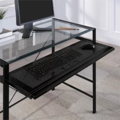 Zephyr Computer Desk With Clear Tempered Glass Top And Black Metal Frame 13 Zephyr Computer Desk With Clear Tempered Glass Top And Black Metal Frame -CYMAX Sales 2474421 4 L