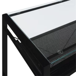 Zephyr Computer Desk With Clear Tempered Glass Top And Black Metal Frame 14 Zephyr Computer Desk With Clear Tempered Glass Top And Black Metal Frame -CYMAX Sales 2474421 5 L