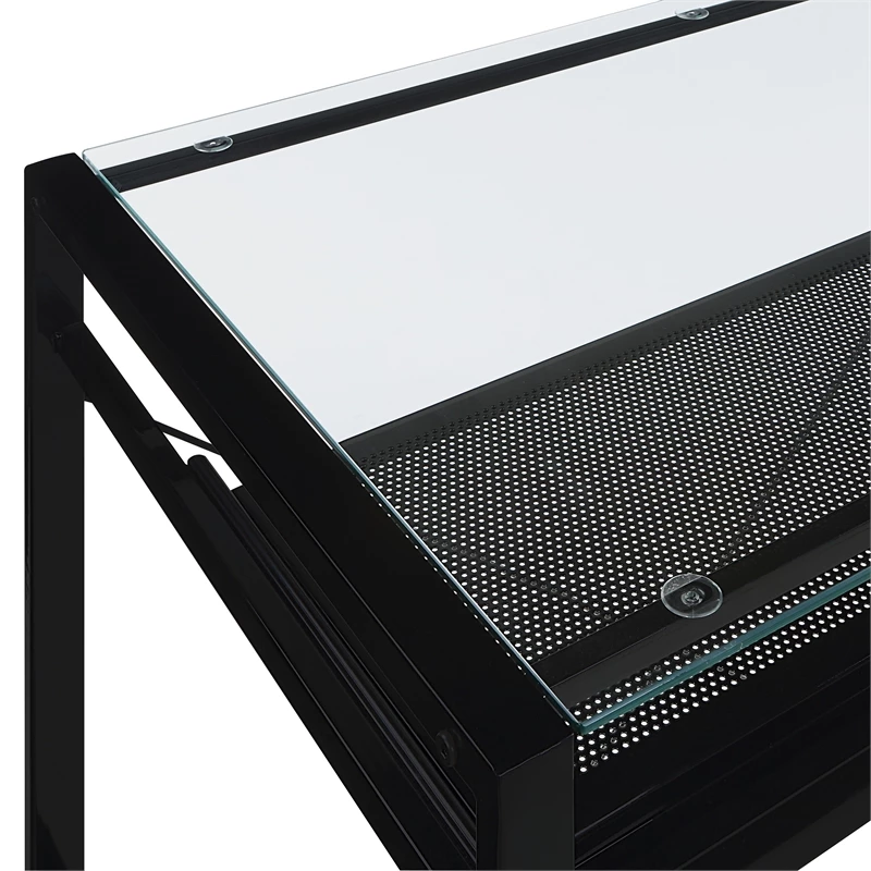 Zephyr Computer Desk With Clear Tempered Glass Top And Black Metal Frame 8 Zephyr Computer Desk With Clear Tempered Glass Top And Black Metal Frame - Image 6