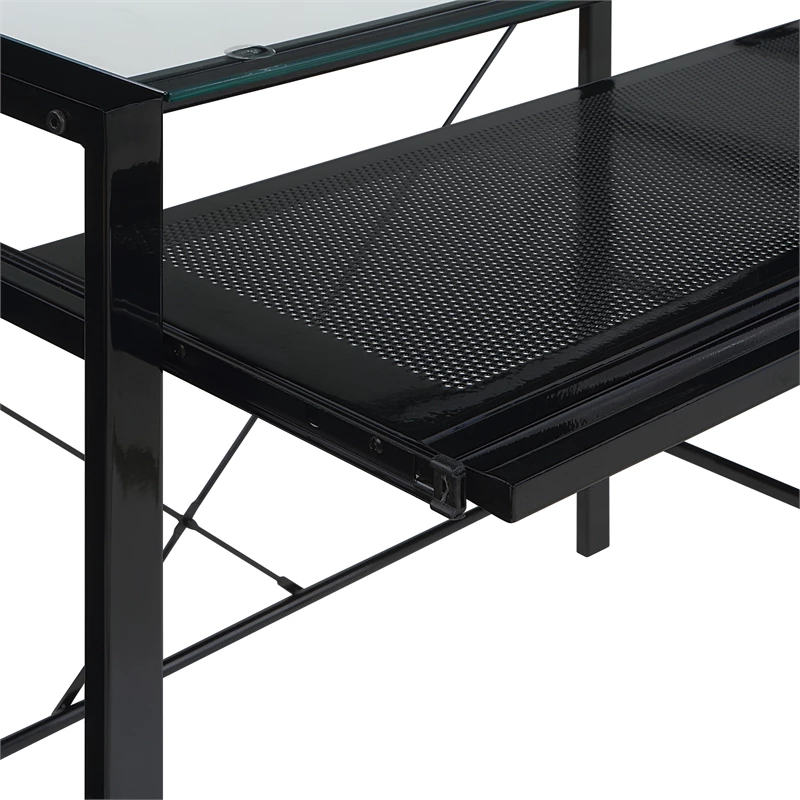 Zephyr Computer Desk With Clear Tempered Glass Top And Black Metal Frame 9 Zephyr Computer Desk With Clear Tempered Glass Top And Black Metal Frame - Image 7