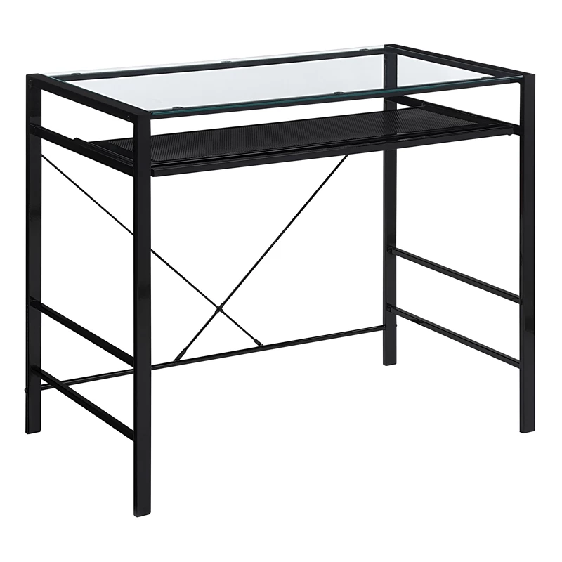 Zephyr Computer Desk With Clear Tempered Glass Top And Black Metal Frame 3 Zephyr Computer Desk With Clear Tempered Glass Top And Black Metal Frame