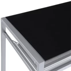 Zephyr Computer Desk With Black Tempered Glass Top And Silver Frame -CYMAX Sales 2474425 6 L