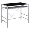 Zephyr Computer Desk With Black Tempered Glass Top And Silver Frame -CYMAX Sales 2474425 L