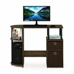 Furinno JAYA Engineered Wood Simplistic Computer Study Desk In Oak Gray/Black -CYMAX Sales 2476232 4 L