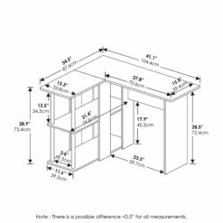 Furinno Abbott Wood L-Shape Desk With Bookshelf In French Oak Gray/Black -CYMAX Sales 2477666 4 L
