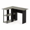 Furinno Abbott Wood L-Shape Desk With Bookshelf In French Oak Gray/Black -CYMAX Sales 2477666 L