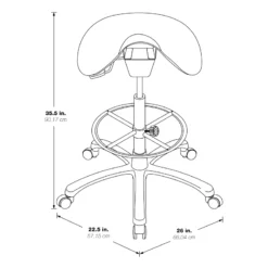 Adjustable Backless Black Vinyl Saddle Seat Stool With Adjustable Foot Ring -CYMAX Sales 24823 3 L