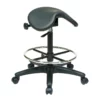 Adjustable Backless Black Vinyl Saddle Seat Stool With Adjustable Foot Ring -CYMAX Sales 24823 6 L