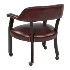 Traditional Visitor Chair In Jamestown Oxblood Red Vinyl And Mahogany Finish 19 Traditional Visitor Chair In Jamestown Oxblood Red Vinyl And Mahogany Finish -CYMAX Sales 24835 3 L
