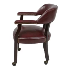 Traditional Visitor Chair In Jamestown Oxblood Red Vinyl And Mahogany Finish 20 Traditional Visitor Chair In Jamestown Oxblood Red Vinyl And Mahogany Finish -CYMAX Sales 24835 4 L
