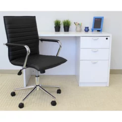 Boss Office Modern Ribbed Back Adjustable Office Desk Chair With Arms In Black 11 Boss Office Modern Ribbed Back Adjustable Office Desk Chair With Arms In Black -CYMAX Sales 2484411 1 L