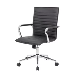 Boss Office Modern Ribbed Back Adjustable Office Desk Chair With Arms In Black