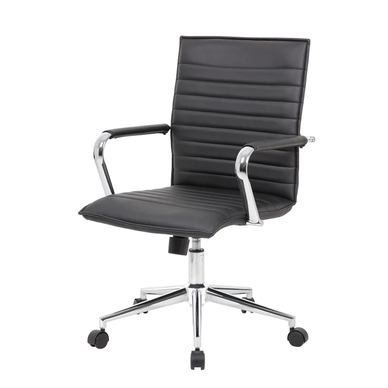 Boss Office Modern Ribbed Back Adjustable Office Desk Chair With Arms In Black 3 Boss Office Modern Ribbed Back Adjustable Office Desk Chair With Arms In Black