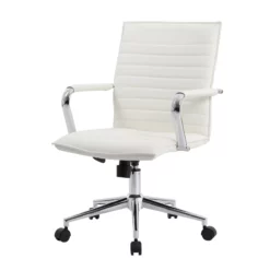 Boss Office Modern Ribbed Back Adjustable Office Desk Chair With Arms In White -CYMAX Sales 2484413 4 L