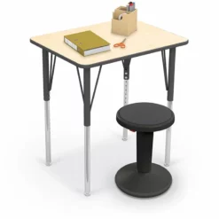 MooreCo 21-30" Height Adjustable Wood Essentials Economy Rectangle Desk In Brown -CYMAX Sales 2486658 1 L