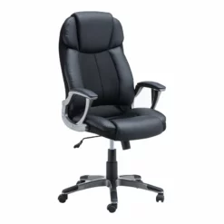 Eden Home 47.8" High Back Faux Leather Swivel Executive Office Chair In Black