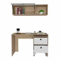 FM Furniture Cartagena Modern Wood Office Desk Set In Light Oak And White -CYMAX Sales 2489014 2 L
