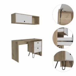 FM Furniture Cartagena Modern Wood Office Desk Set In Light Oak And White -CYMAX Sales 2489014 3 L