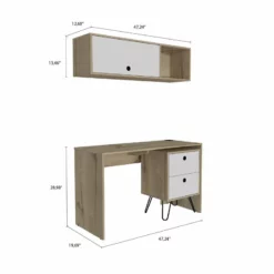FM Furniture Cartagena Modern Wood Office Desk Set In Light Oak And White -CYMAX Sales 2489014 5 L