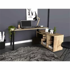 FM Furniture Cusco 150 L-Shaped Modern Wood Office Desk In Light Oak/Black -CYMAX Sales 2489017 4 L