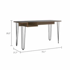 FM Furniture Kyoto 140 Modern Wood Desk With Abstract Steel Legs In Mahogany 14 FM Furniture Kyoto 140 Modern Wood Desk With Abstract Steel Legs In Mahogany -CYMAX Sales 2489025 5 L