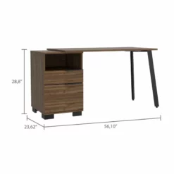 FM Furniture Petra 1 Drawer Wood Desk With One Shelf And One Cabinet In Mahogany -CYMAX Sales 2489037 5 L