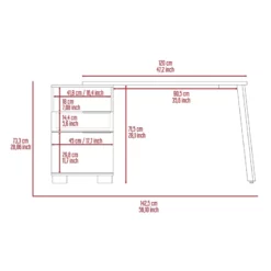 FM Furniture Petra 1 Drawer Wood Desk With One Shelf And One Cabinet In Mahogany -CYMAX Sales 2489037 6 L