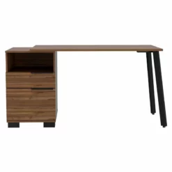 FM Furniture Petra 1 Drawer Wood Desk With One Shelf And One Cabinet In Mahogany